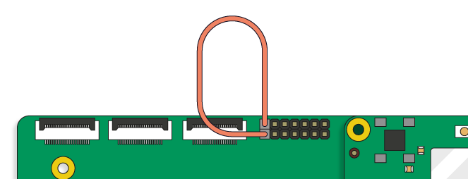 跳线位置，用于将 Compute Module IO Board 置于 RPIBOOT 模式